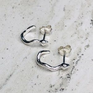 925 Sterling Silver Snake Hoop Earrings
